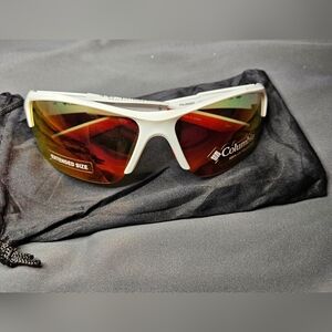 NWT Columbia White Sunglasses with Red Lenses 100% UV Polarized.